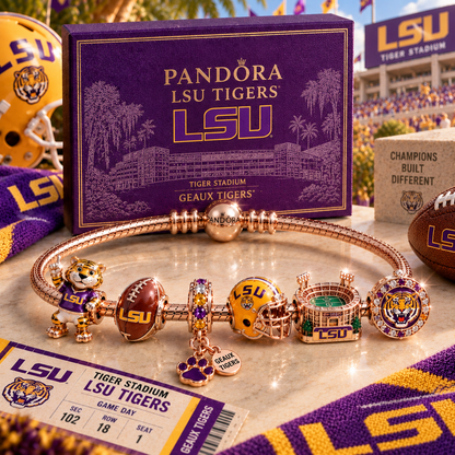 LSU Pink Gold Charm Bracelet Set PNPA