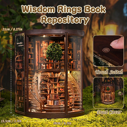 NEW DIY Wooden Book Nook Figurines Miniatures Doll House Kit 3D Puzzle Bookend for Friends Birthday Gifts Home Decor Crafts