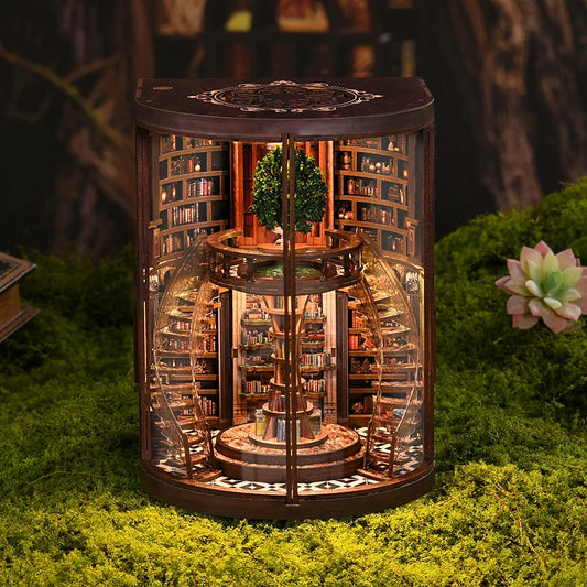 NEW DIY Wooden Book Nook Figurines Miniatures Doll House Kit 3D Puzzle Bookend for Friends Birthday Gifts Home Decor Crafts