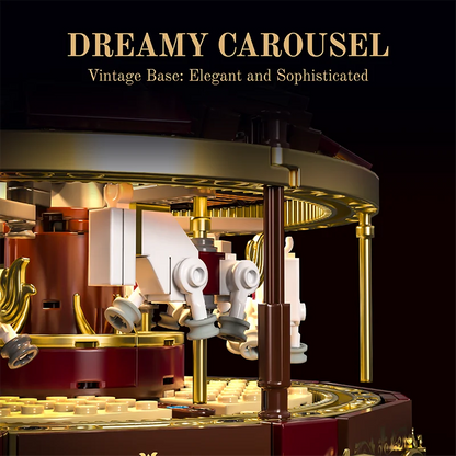 Retro Telephone MOC Building Toys Carousel Blocks Model Room Decor DIY Bricks Sets Ornament Gifts for Adult 1100+pcs With Light
