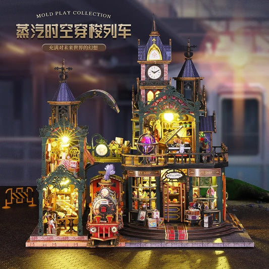 DIY Book Nook Kit Shelf Fantasy City Alley, 3D Puzzle Bookend, Creative Gift Idea Home display of collectible decorations