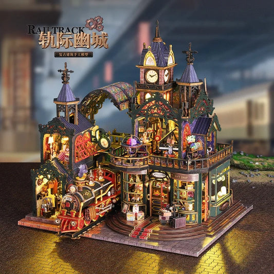 DIY Book Nook Kit Shelf Fantasy City Alley, 3D Puzzle Bookend, Creative Gift Idea Home display of collectible decorations
